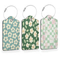 Vintage Cream Daisy 3 Pack PU Leahter Luggage Tag with Stainless Steel Loop (Vintage Cream Daisy)
