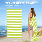 Microfiber Beach Towel Sand (X-light Green Stripes / Extra Large(67x35"))