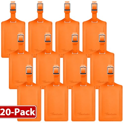 20 Pack Luggage Tags for Suitcases Airplane Travel Essentials (Hot Orange)