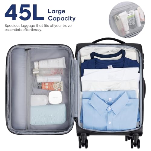 Softside Expandable Carry On Luggage 22x14x9 Airline Approved (Black / Carry on （20in）)