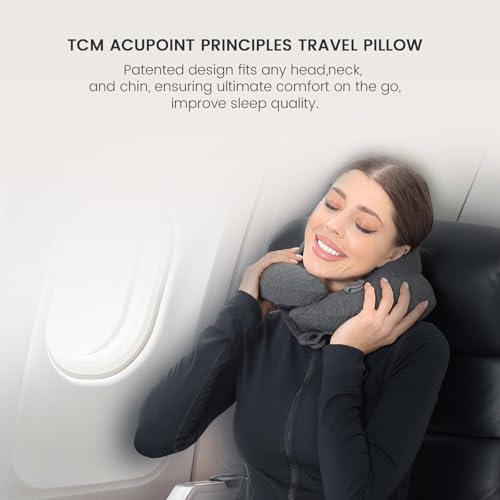 Upgraded Premium Inflatable Travel Neck Pillow for Airplane & Car (Senior Grey / Medium)