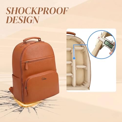 Camera Backpack Classic PU Leather for DSLR (Brown / 20L)