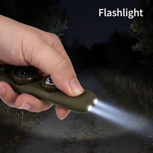 Multifunctional Survival Emergency Whistle for Kids with Compass Hiking Survival (army green)