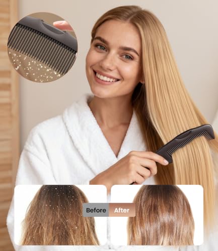 Dandruff Comb Removal 2PC Hollow Fine Tooth Scalp Detox Hair Care Tool (Brown)