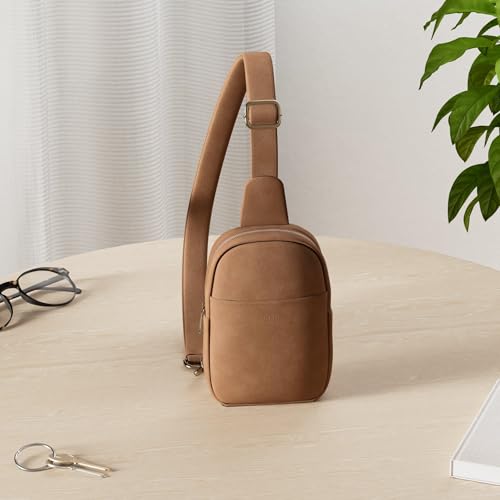 Crossbody Bags for Women Leather Cross Body Sling Bag for Woman Travel Camel Brown (1-camel Brown)