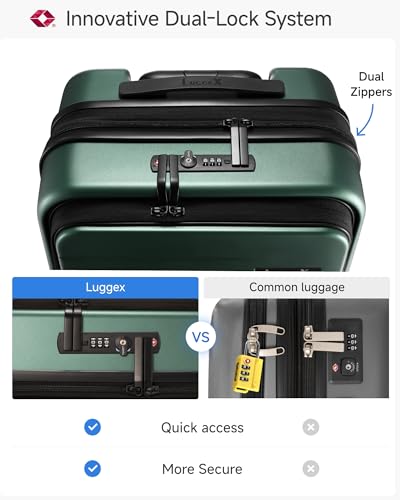 Front Pocket Expandable Carry On Luggage (Green / 20 Inch)