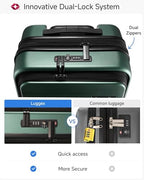 Front Pocket Expandable Carry On Luggage (Green / 20 Inch)
