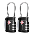 TSA Approved Cable Luggage Locks (3 Digit black 2 pack)