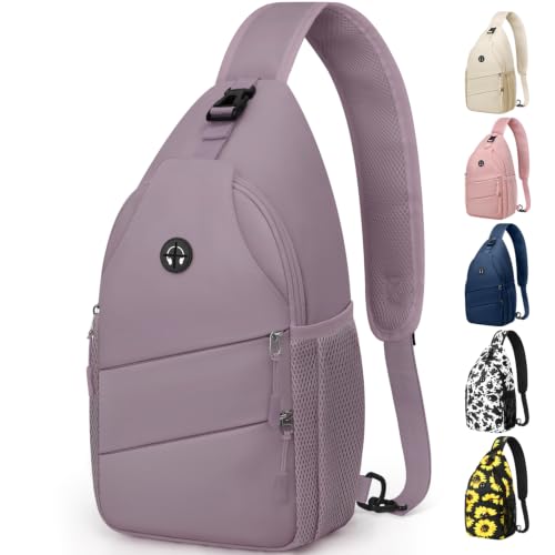 Crossbody Bags for Women Men Trendy Sling Bag Backpack Chest Bag (Medium / Light Purple)