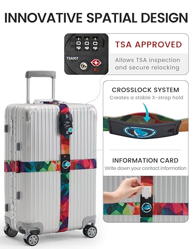 Travelkin Luggage Straps TSA Approved (Colorful Geometry)