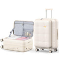26 Inch Large Expandable Checked Luggage Hard Shell Suitcase (26 inch / Cream)