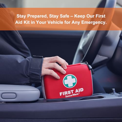 150 Pieces Mini First Aid Kit (Red)