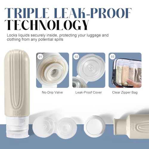 Travel Bottles for Toiletries (CREAM)