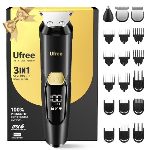 3-in-1 Beard Trimmer for Men, IPX6 Waterproof Electric Razor (Black)