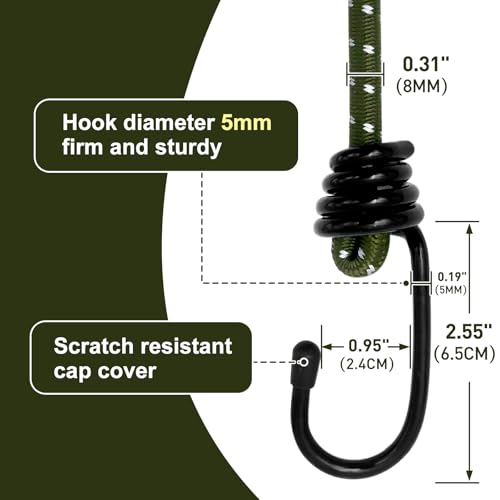 Bungee Cord Luggage Cord Resilience 18 Inch 4 Pieces for SecuringTents (18Inch)