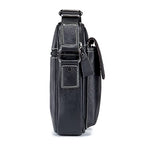 Genuine Leather Shoulder Bag Small Men Messenger Pack Handbag Sling Crossbody Bag Man Purse for Business Work Everyday Outdoor Travel Black (01-black)