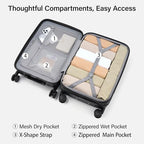 Expandable Large Checked Luggage (Jet Black / 28 Inch EXT)