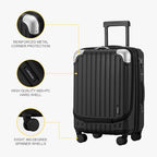 Carry on Luggage 22x14x9 Airline Approved (Black / 20 Inch)