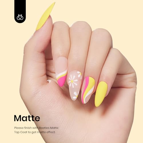 Beetles Yellow Gel Nail Polish 15ML Soak Off UV Gel for Fall Nail Art (K - Creme Yellow | Canary Yellow)