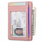Slim Minimalist Front Pocket RFID Blocking Leather Wallets for Men and Women (Small / Lichee Pink)