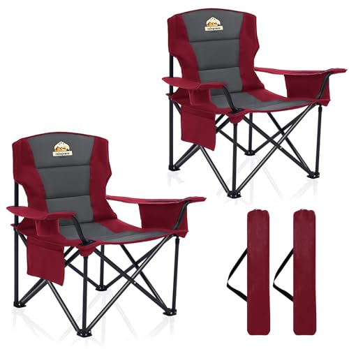 Oversized Heavy Duty Camping Chairs (Red / Twin Pack)