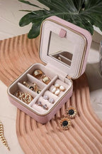 Travel Jewelry Organizer Boxes for Women Small Portable Necklace Earrings Bracelet Rings Travel Case Best Friend Birthday Gifts for Women Trendy (Butterfly_Pink_Gray)