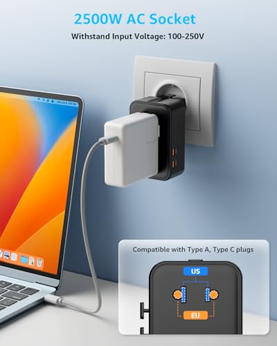 Air” Universal Travel Adapter 2 USB (A1R PD25W / Black)