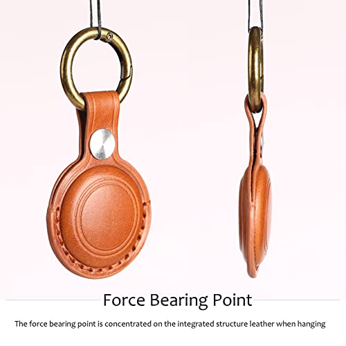 Genuine Leather Keychain Holder Compatible with Airtag 2nd & 1st Gen ([1 Pack] Brown V1.0)