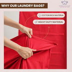 LFH Home Cotton Rich Large Premium Canvas Laundry Bag (18"x26" (Pack of 2) / Red)