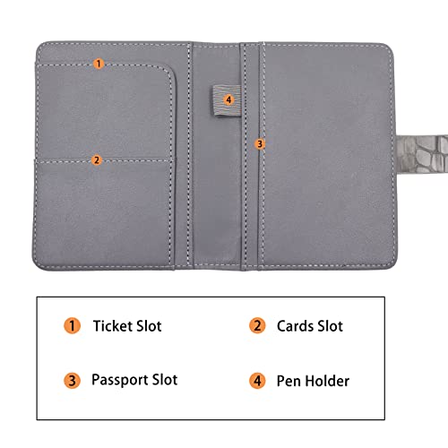 Premium Leather Passport Holder Covers Case (AL-Stone-grey)