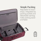 Sion Softside Expandable Spinner Luggage Durable Lightweight Travel Suitcase (Checked-Large / Merlot)