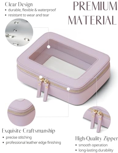 Clear Makeup Bag with Zipper Women Travel Toilrty Bag Purple Medium (Purple / Medium Moda)