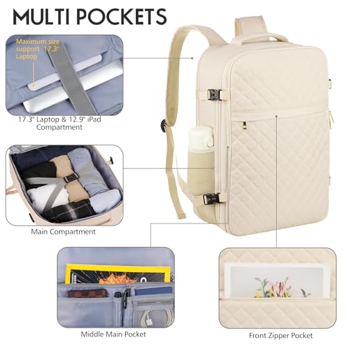 Large Travel Backpack Women (17.3 inch / Beige)