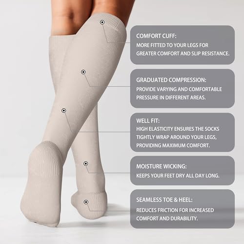 Cotton Compression Socks for Women&Men 20 (2 Pairs-brown / Medium-Large)