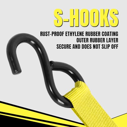 Ratchet Tie Down Straps (8PK Yellow)
