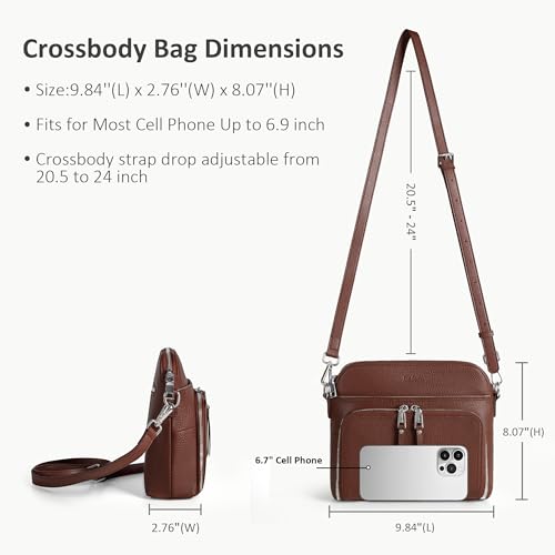 Genuine Leather Crossbody Bags for Women Travel Wallet Purse Coffee (Coffee)