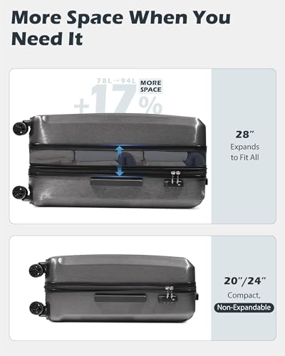 PC+ABS Hardshell Luggage (silver / 3-Piece Set (20/24/28 inch))