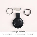 Genuine Leather Keychain Holder Compatible with Airtag ([1 Pack] Black V2.0)