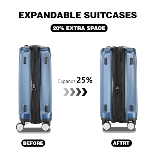 2 Piece Hardshell Suitcases Set 20 (Blue / 2-Piece Set (20/28))