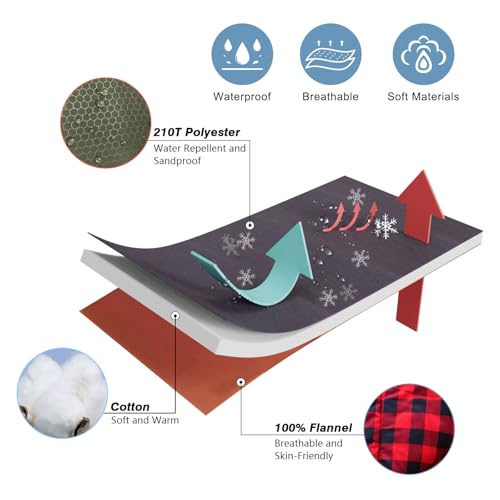 0 Degree Sleeping Bag Cotton Flannel Winter Cold Weather for Adults XXL Sleeping Bag 4 Season Big and Tall with Pillow Compression Sack (GREEN)