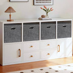 Storage Bins with Lids (13×13×13/4pcs with lids / Charcoal Gray)