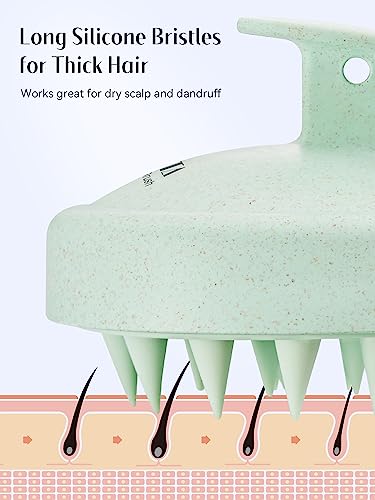 2 Pack Scalp Massager Hair Growth Scrubber for Dandruff Removal (Light Green & Beige)