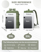Travel Backpack Carry On for Women Man Gym Backpack with Laptop Compartment Mochila de Viaje Teacher Personal Item Backpacks Rucksack Airplane Accessories Must Haves (Gray Green / 20 liters)