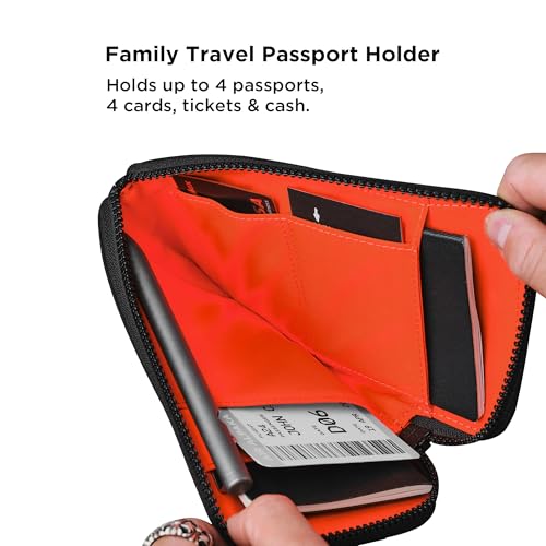 Zip Travel Wallet RFID Blocking Passport Holder Black (Black)