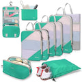 Compression Packing Cubes for Travel (Set of 10 / Green Turquoise)