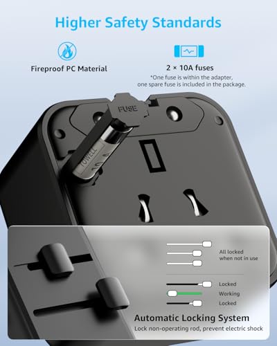 Air” Universal Travel Adapter 2500W Max AC (A1R AC(NO USB) / Black)