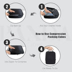 4 Set Compression Packing Cubes Travel (Black)