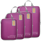 Compression Packing Cubes for Travel (01 Attractive Purple / 4-Piece Set)