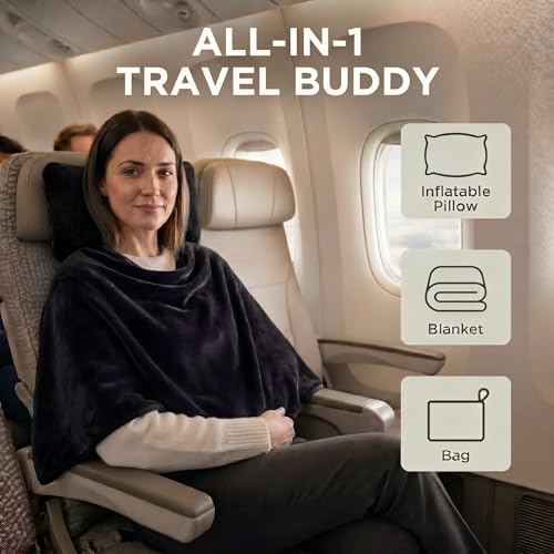 Travel Pillow and Blanket Set (Black / w/ Blanket)