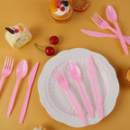 90 Pieces Pink Plastic Cutlery Set (Pink)